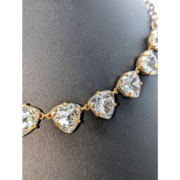 Stella & Dot Large Trillion Rhinestone Antiqued Gold Tone Necklace - Picture 4 of 6